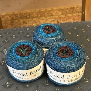 Broad Band Supersock Silk Self Striping Yarn, 3 Skeins, Green Mtn Madness